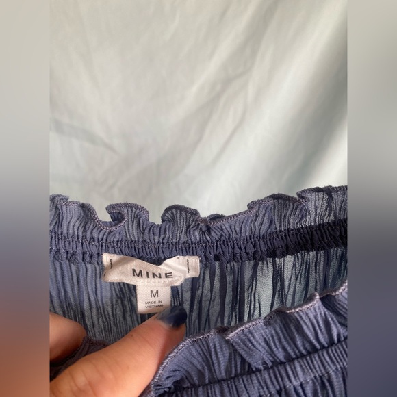 Size M Blue Ruffle Blouse Denim Blue Shade top by Mine - Picture 3 of 9